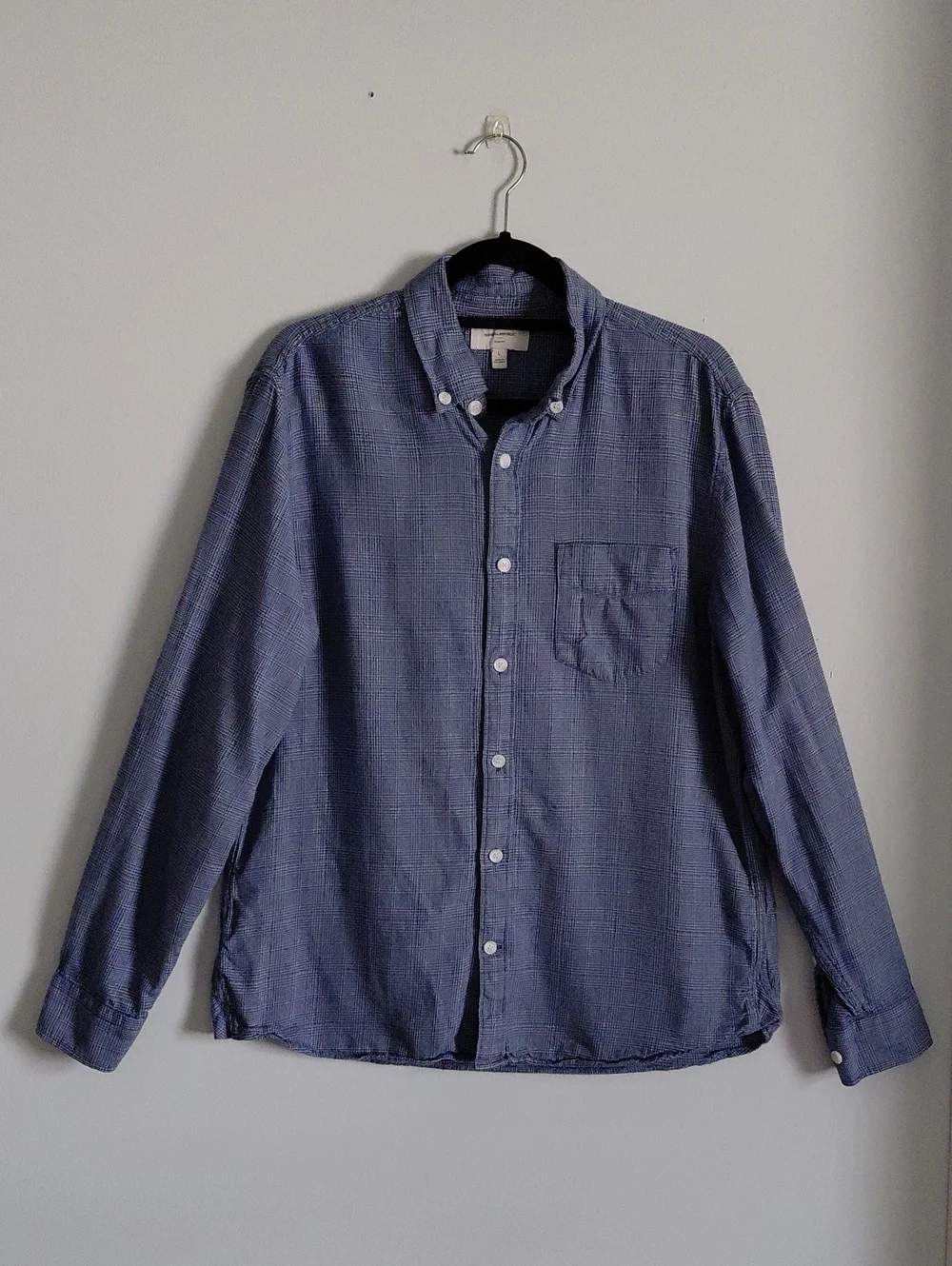 Banana Republic Blue Slim Fit Grindle Plaid Long Sleeve Button Down Shirt Cotton
